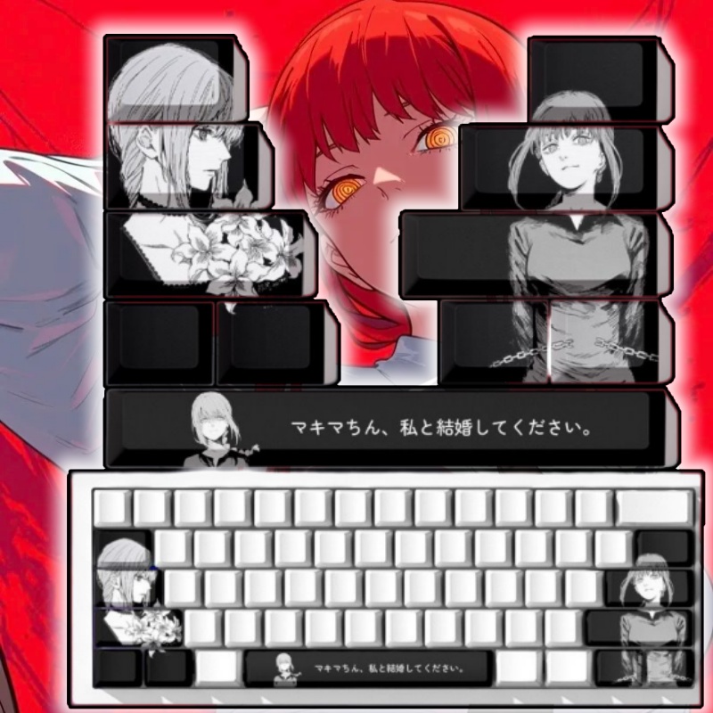 Gaming Accessories Aesthetic - チェーンソーマンマキマテーマアニメキーキャップメカニカルキーボード PBT カスタムキーキャップ PC ゲーミングキーボードアクセサリーギフトコレクション