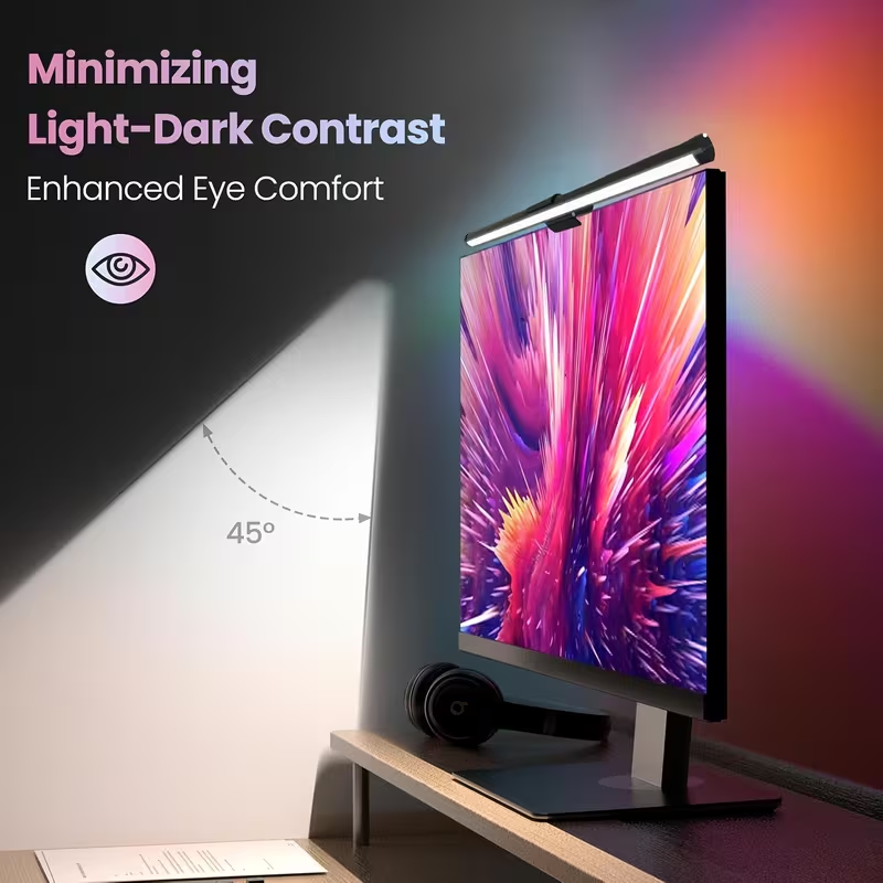 Monitor Light Bar - モニターライトバー LEDコンピュータースクリーン吊り下げライト RGB雰囲気テーブルランプ 無段階調光可能 仕事 学習