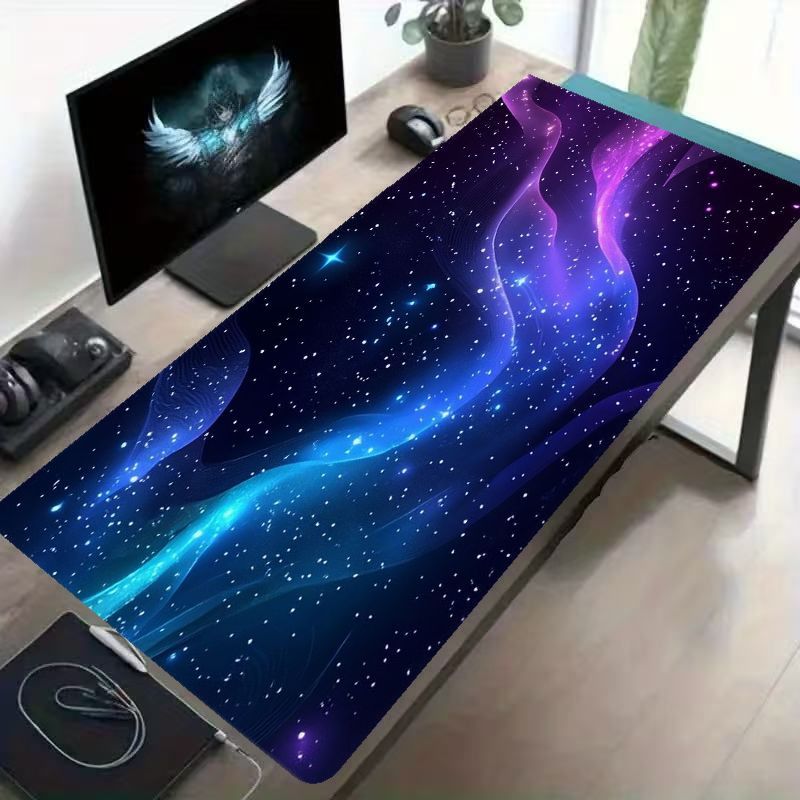Gaming Accessories Brands - ブランドアイアンアートゲーミングマウスパッド大型デスクマットカラフルな星空デザインモダンなミニマリストスタイルオフィスデスクアクセサリー