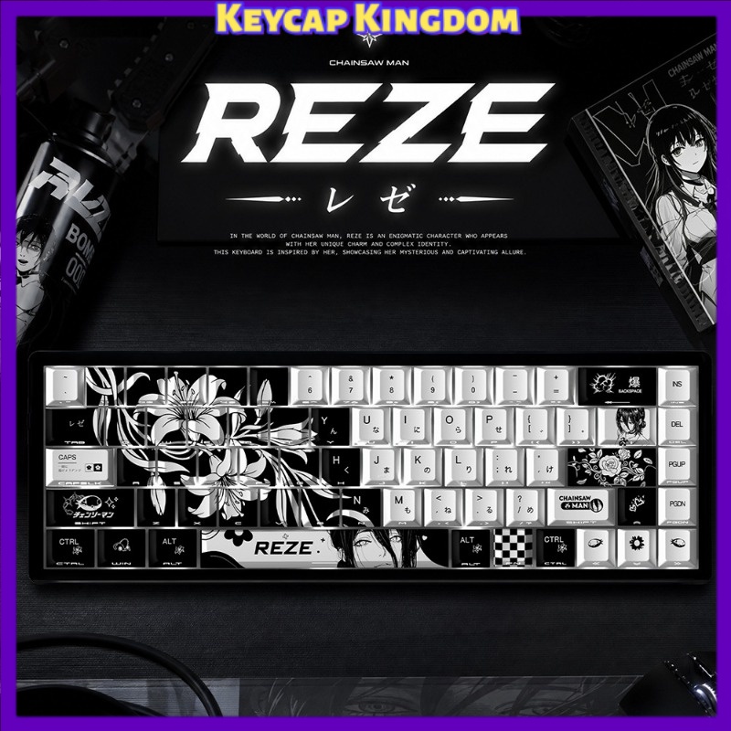 Gaming Accessories Aesthetic - 新しい Reze 5.0 アニメキーキャップチェーンソーマンテーマメカニカルキーボード PBT カスタムかわいいキーキャップ