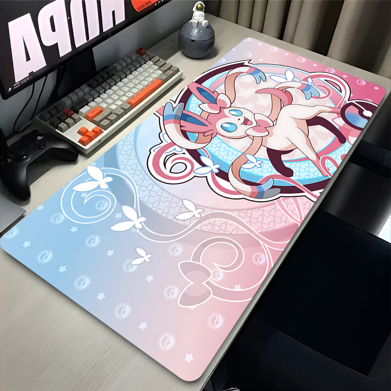 Video Gaming Accessories - 大型ピンクかわいいマウスパッド XXL ゲームコンピュータアクセサリー P-ポケモン シルベオン キーボード