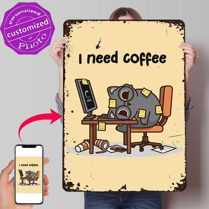 I Need Coffee 3D テクスチャメタルポスター  - Gaming Accessories That You Need のレビューと価格
