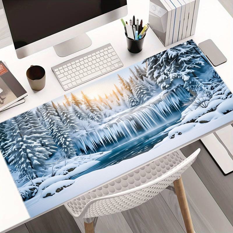 ブランド冬の雪景色大型マウスパッド氷の森テーマデスクマットソ - Gaming Accessories Brands のレビューと価格