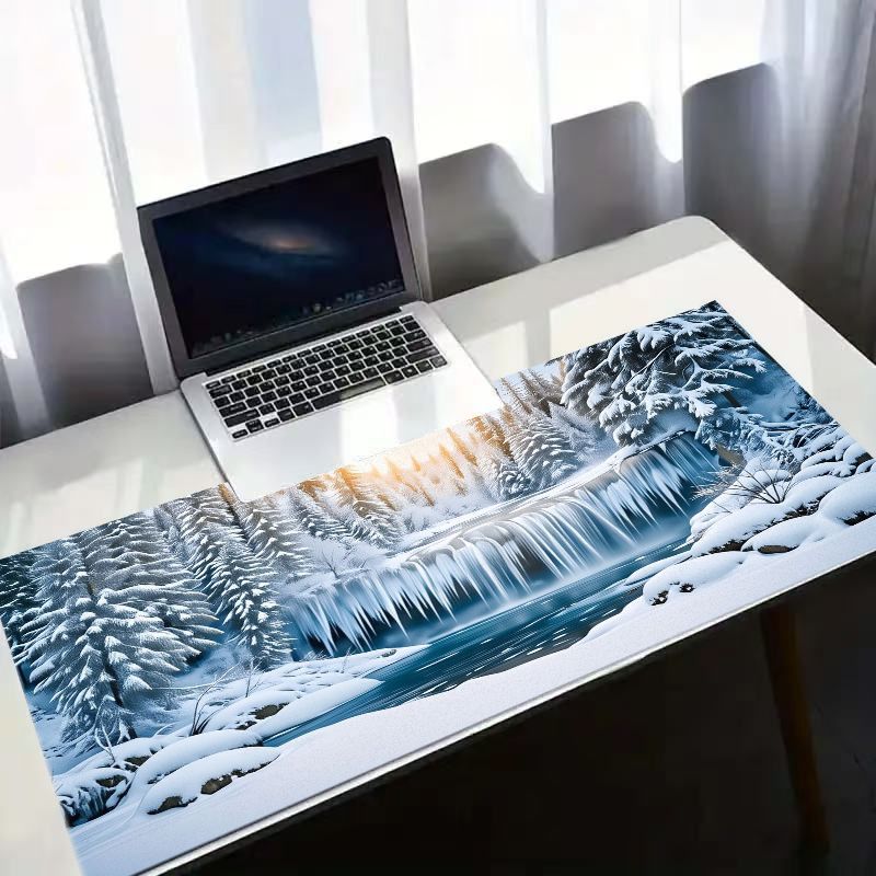 ブランド冬の雪景色大型マウスパッド氷の森テーマデスクマットソ - Gaming Accessories Brands のレビューと価格