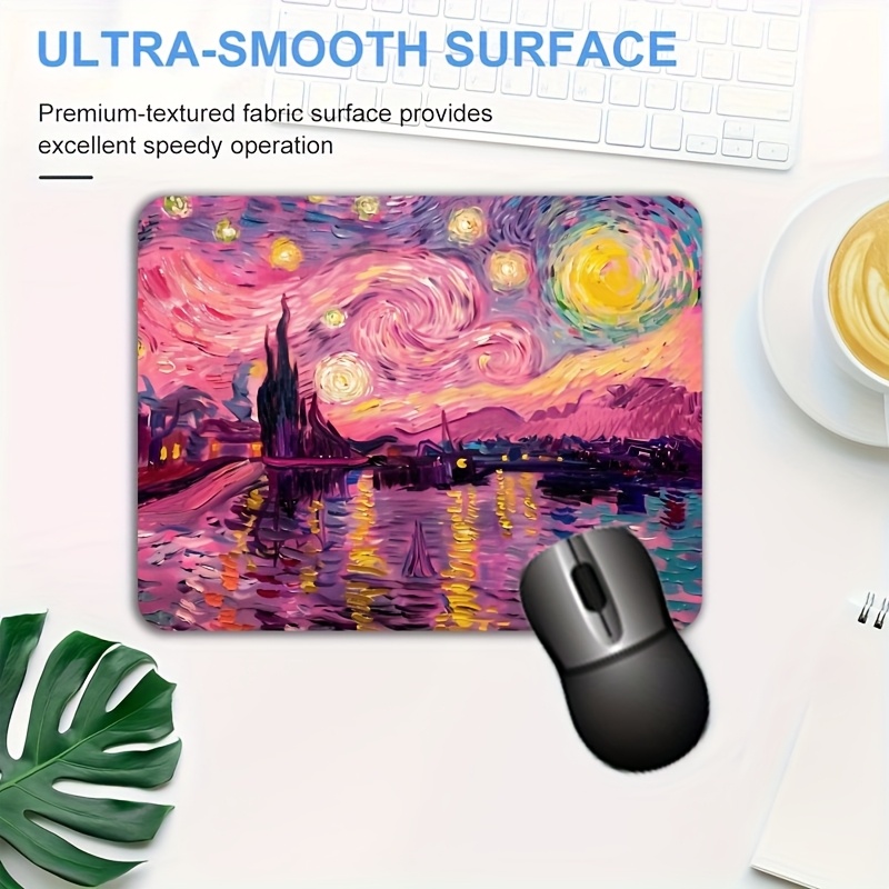 ブランド抽象ピンク星空油絵マウスパッド滑り止めゴムベースオフ - Gaming Accessories Brands のレビューと価格
